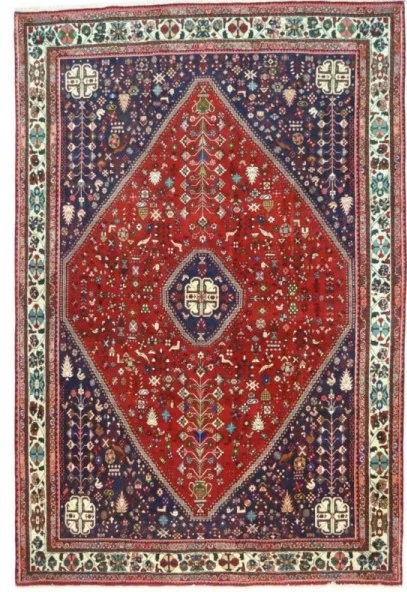 Foto esempio di un tappeto Abadeh persiano con rosso e blu