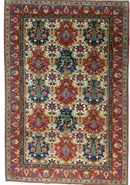 Foto esempio di un tappeto persiano baktiari con beige e rosso