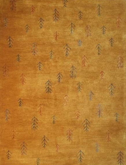 Foto esempio di un tappeto di un tappeto Gabbeh persiano giallo ocra