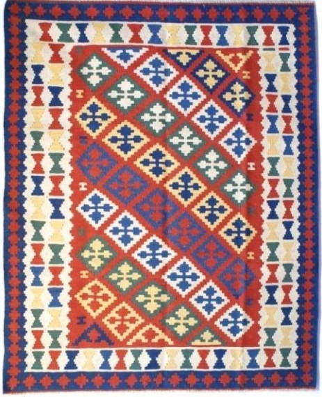 Foto esempio di un tappeto Kilim con rombi colorati