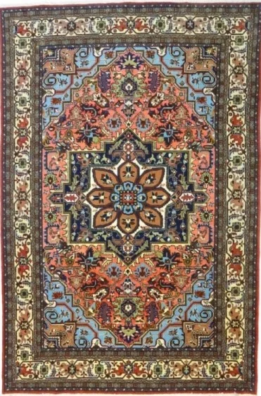 Foto esempio di un tappeto Ardebil persiano con fondo in seta